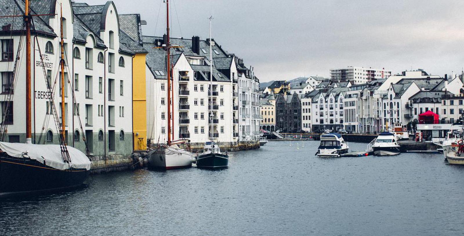 Image of Exterior & Boats, Hotel Brosundet, Alesund, Norway, 1904, Member of Historic Hotels Worldwide, Special Offers, Discounted Rates, Families, Romantic Escape, Honeymoons, Anniversaries, Reunions