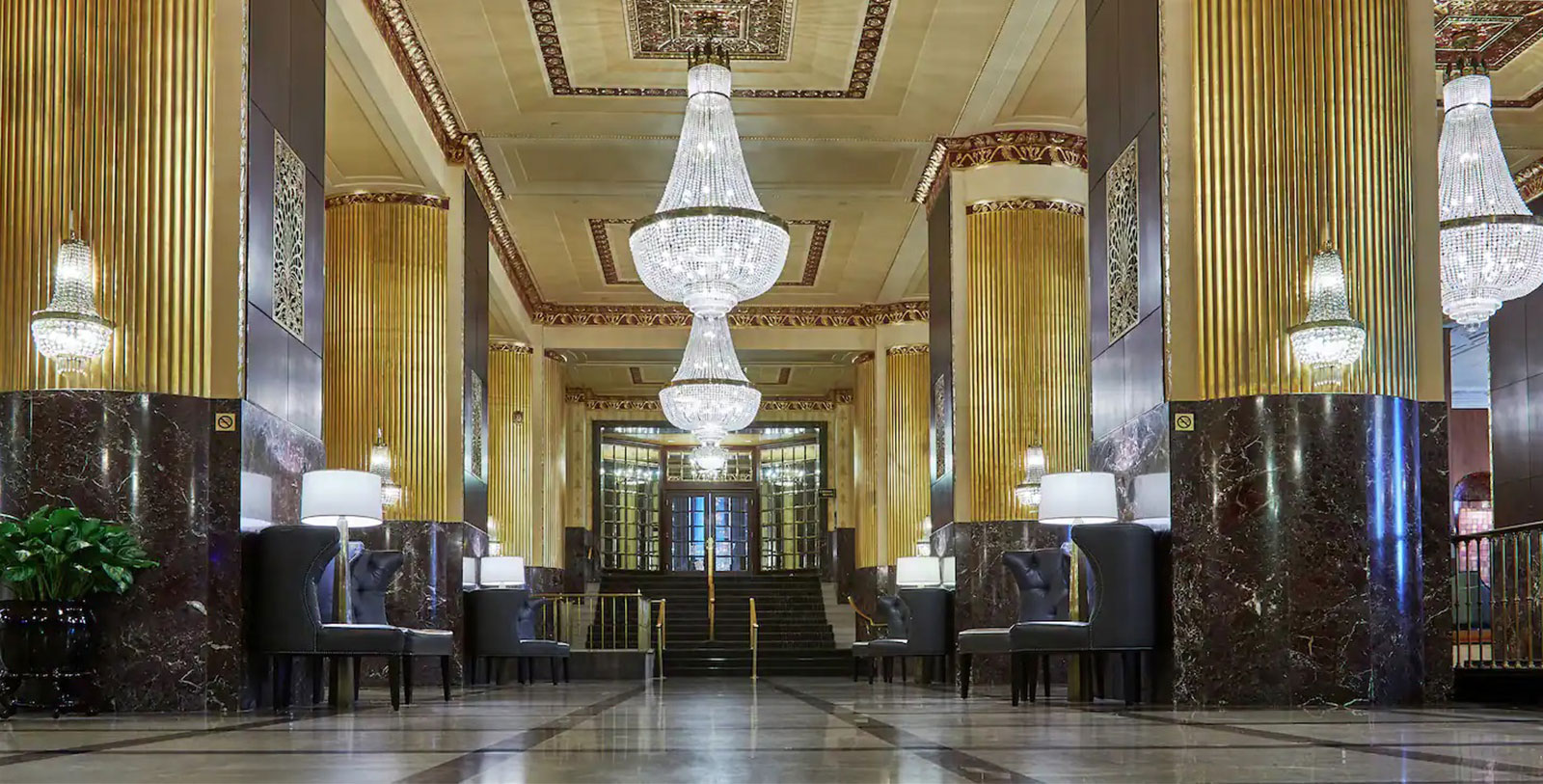 Image of hotel lobby Hilton Milwaukee City Center, 1928, Member of Historic Hotels of America, in Milwaukee, Wisconsin, Explore